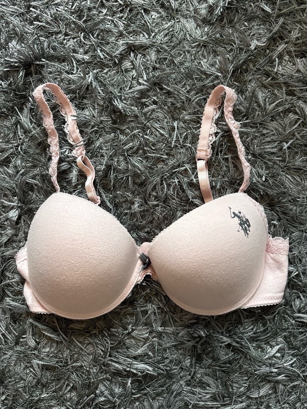 pink U.S. Polo Assn. padded lace push-up bra